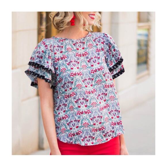 Loft Floral Ruffle Blouse - Picture 1 of 7